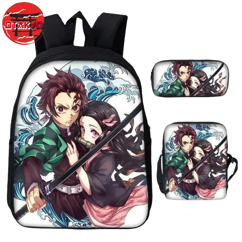 Rucksack mit Federmäppchen und Umhängetasche Tanjiro x Nezuko Kamado Dämonenjäger - Demon Slayer™