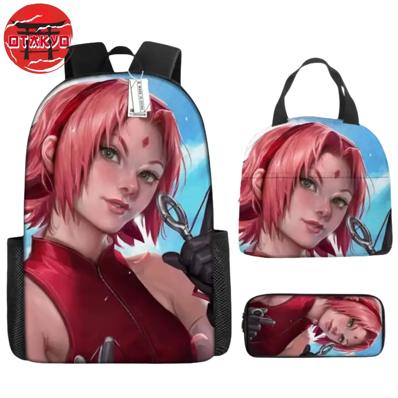 Rucksack mit Federmäppchen und Tasche Sakura Realist Art - Naruto Shippuden™