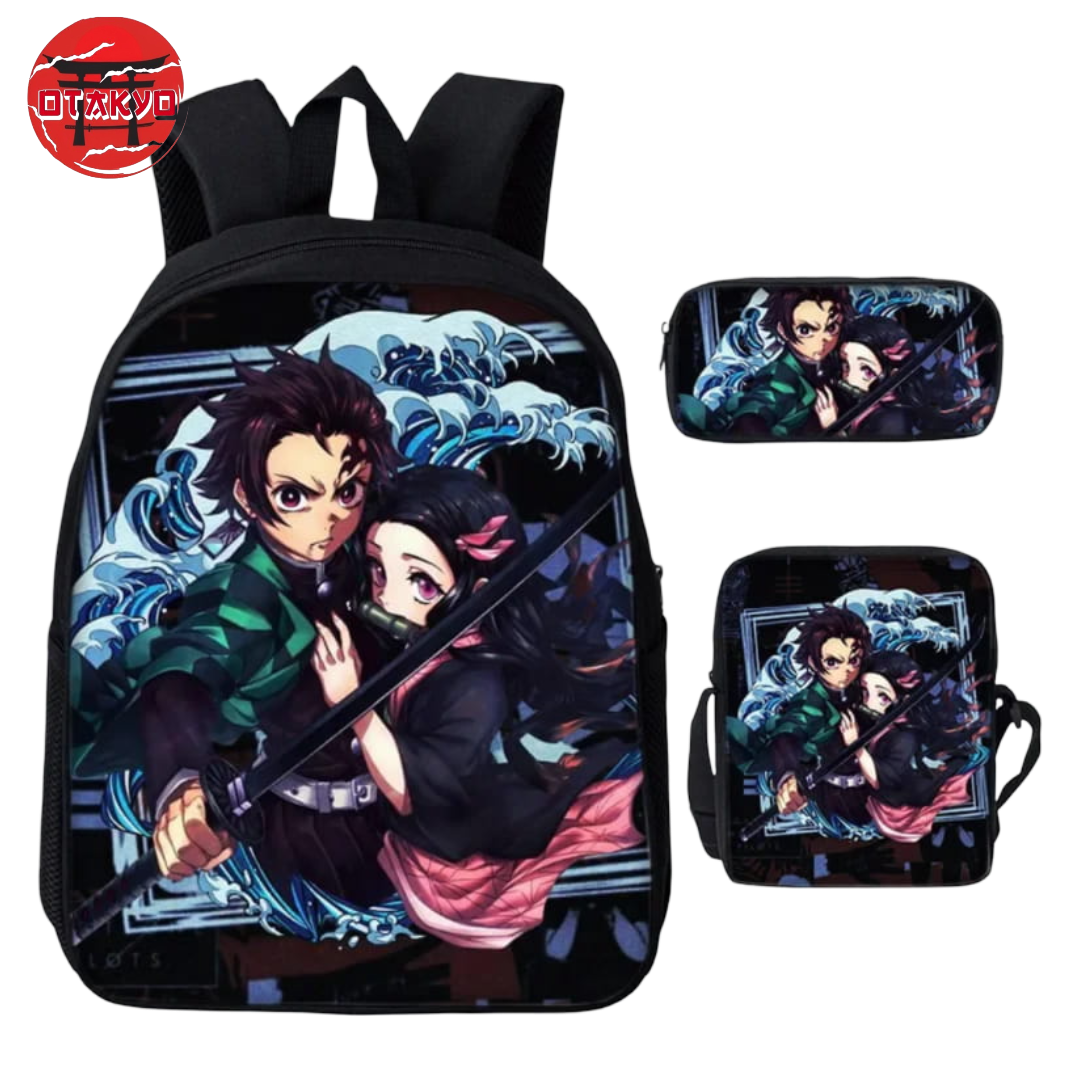 Rucksack mit Federmäppchen und Tasche Tanjiro & Nezuko - Demon Slayer™