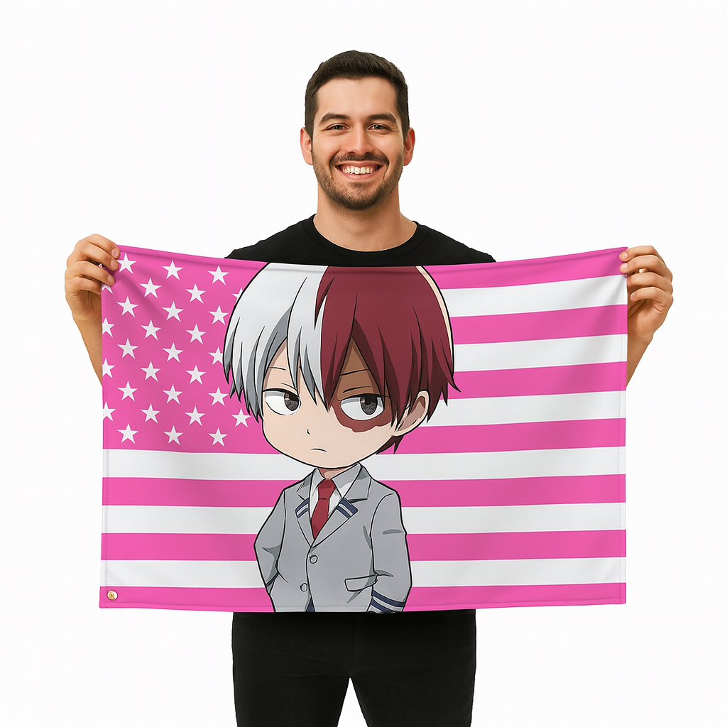 Shoto Todoroki Flagge „Chibi-Schüler-Stil" - My Hero Academia™
