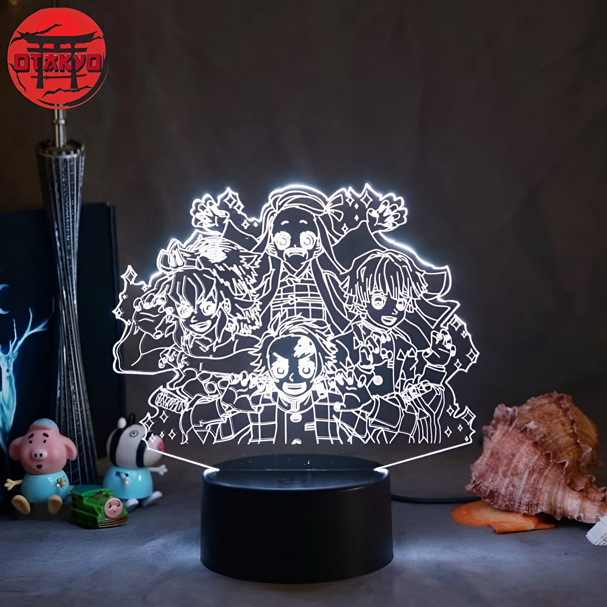 3D-Nachtlicht Tanjiro, Nezuko, Inosuke und Zenitsu - Demon Slayer™