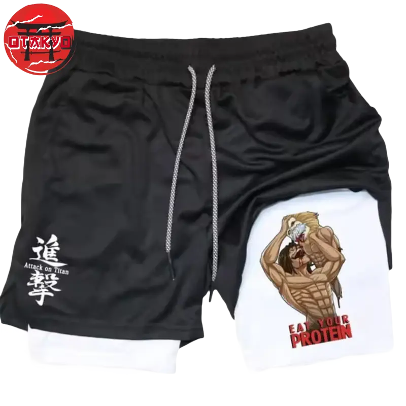 Eat Your Protein Schwarz und Weiß Short - Attack on Titan™