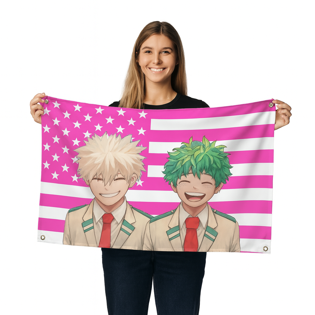 Flagge Bakugo & Midoriya „Heldenlächeln" - My Hero Academia™
