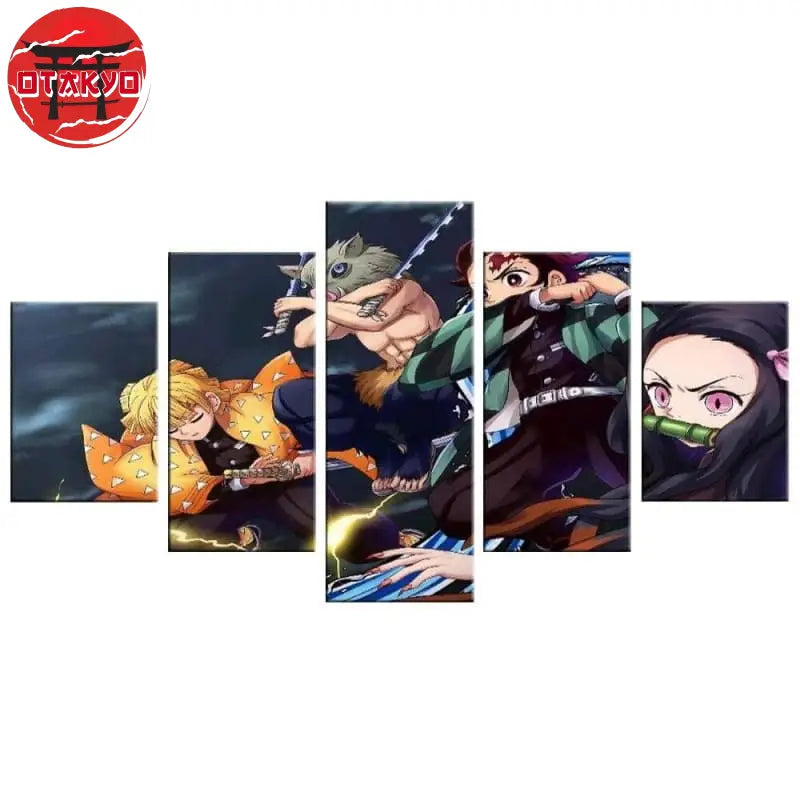 Gemälde Tanjiro, Nezuko, Zenitsu und Inosuke - Demon Slayer™