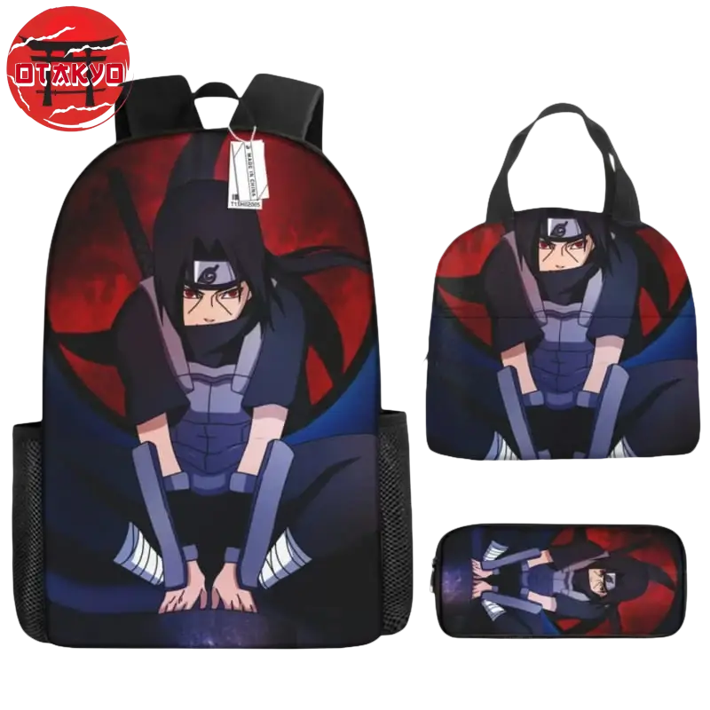 Itachi Uchiha Rucksack mit Federmäppchen und Tasche - Naruto Shippuden™