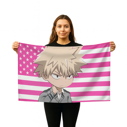 Katsuki Bakugo Flagge „Chibi-Studenten-Stil" - My Hero Academia™
