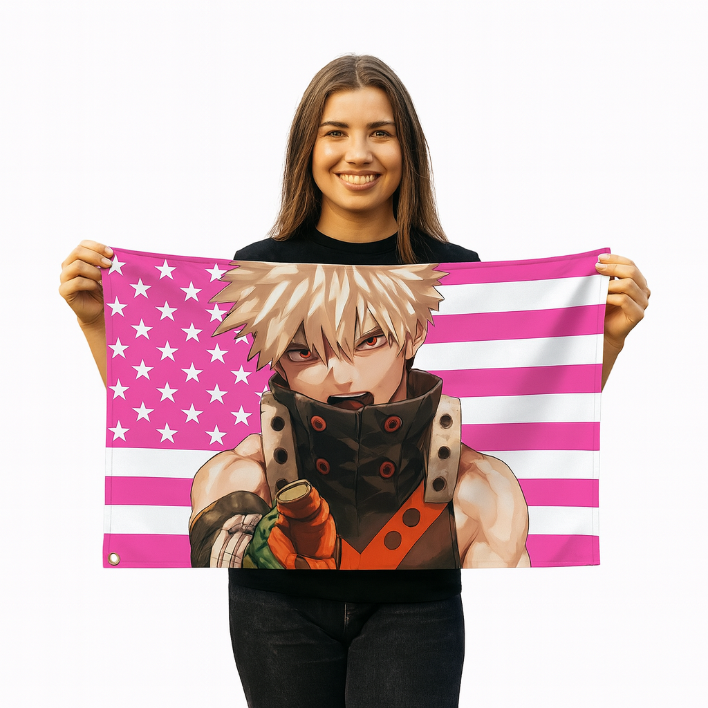 Katsuki Bakugo Flagge „Heroische Explosion" – My Hero Academia™
