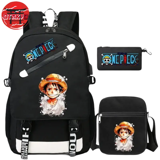 Luffy Rucksack mit Federmäppchen und Umhängetasche - One Piece™