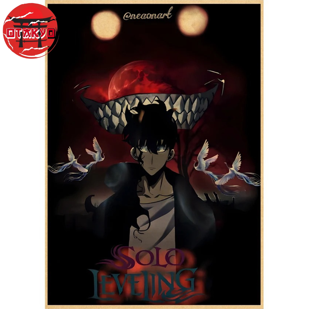 Poster Sung Jinwoo "Unter dem roten Mond" - Solo Leveling™