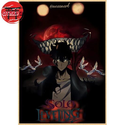 Poster Sung Jinwoo "Unter dem roten Mond" - Solo Leveling™