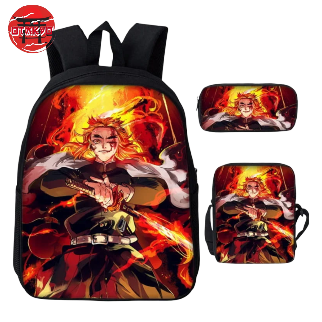 Rengoku Rucksack mit Federmäppchen und Umhängetasche - Demon Slayer™