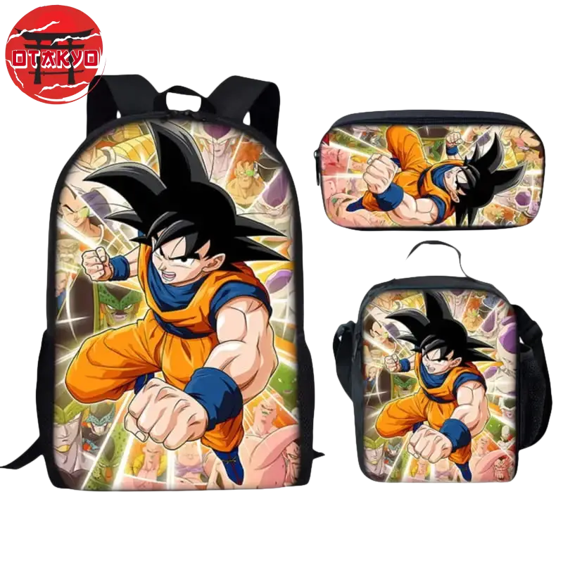 Rucksack mit Federmäppchen und Tasche Goku vs Bösewichte - Dragon Ball Z™
