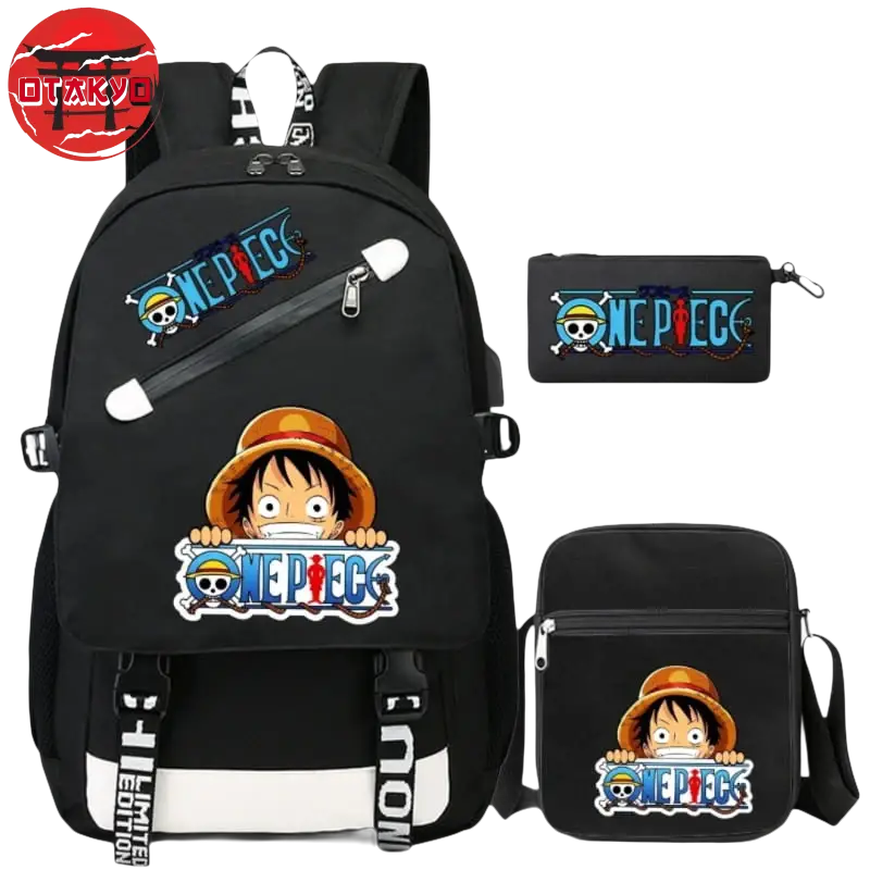 Rucksack mit Federmäppchen und Tasche Logo - One Piece™