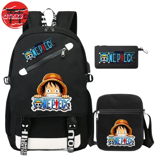 Rucksack mit Federmäppchen und Tasche Logo - One Piece™