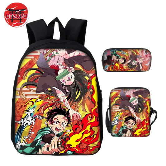 Rucksack mit Federmäppchen und Tasche Nezuko x Tanjiro Kamado - Demon Slayer™