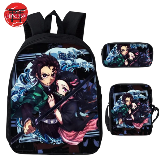 Rucksack mit Federmäppchen und Tasche Tanjiro & Nezuko - Demon Slayer™