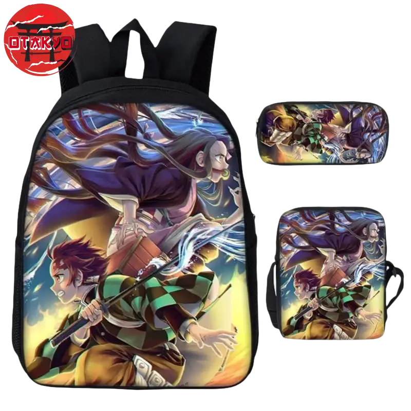 Rucksack mit Federmäppchen und Tasche Tanjiro & Nezuko Kamado - Demon Slayer™