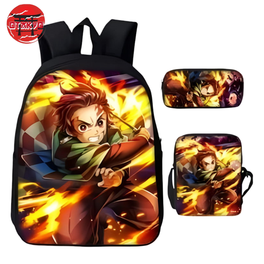 Rucksack mit Federmäppchen und Tasche Tanjiro Sonnenatmung - Demon Slayer™