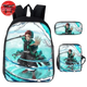 Rucksack mit Federmäppchen und Tasche Tanjiro Wasseratmung - Demon Slayer™