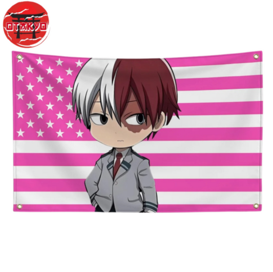 Shoto Todoroki Flagge „Chibi-Schüler-Stil" - My Hero Academia™