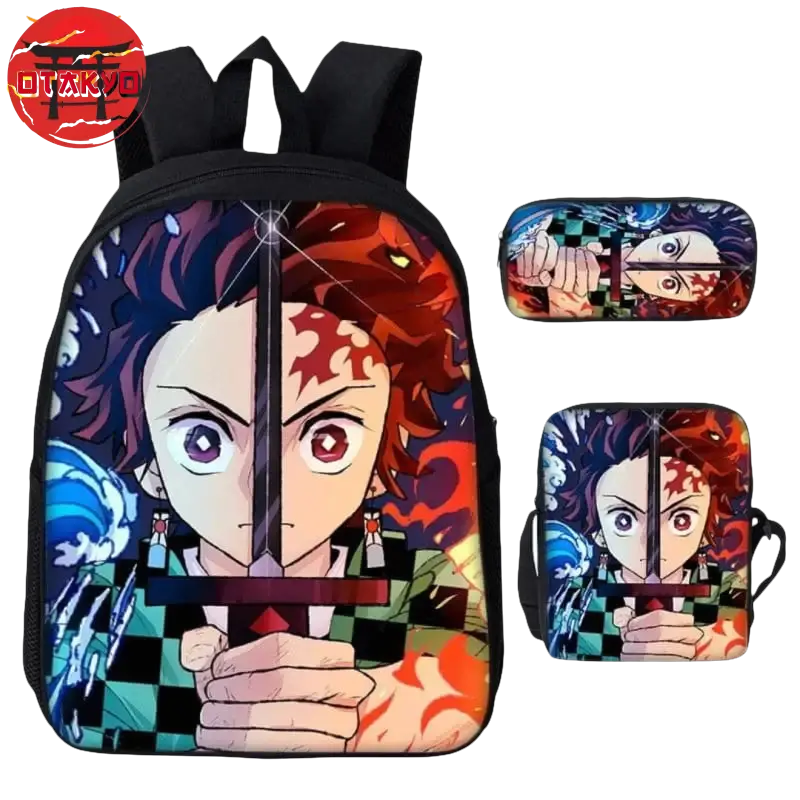 Tanjiro der Dämonenjäger Rucksack mit Federmäppchen und Umhängetasche - Demon Slayer™