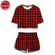 Tanjiro Kariert Rot Damen Schlafanzug - Demon Slayer™