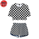 Tanjiro Kariert Schwarz-Weiß Damen Schlafanzug - Demon Slayer™