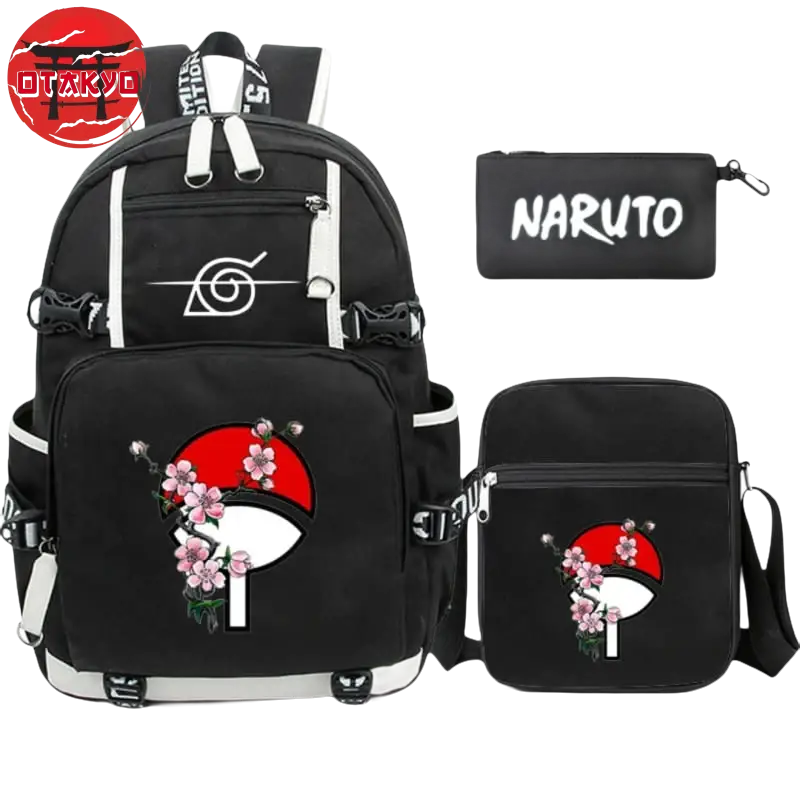 Uchiha Rucksack mit Federmäppchen und Tasche - Naruto Shippuden™