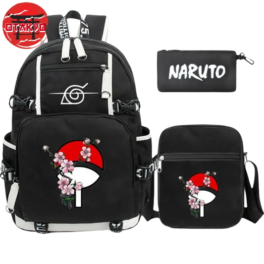 Uchiha Rucksack mit Federmäppchen und Tasche - Naruto Shippuden™